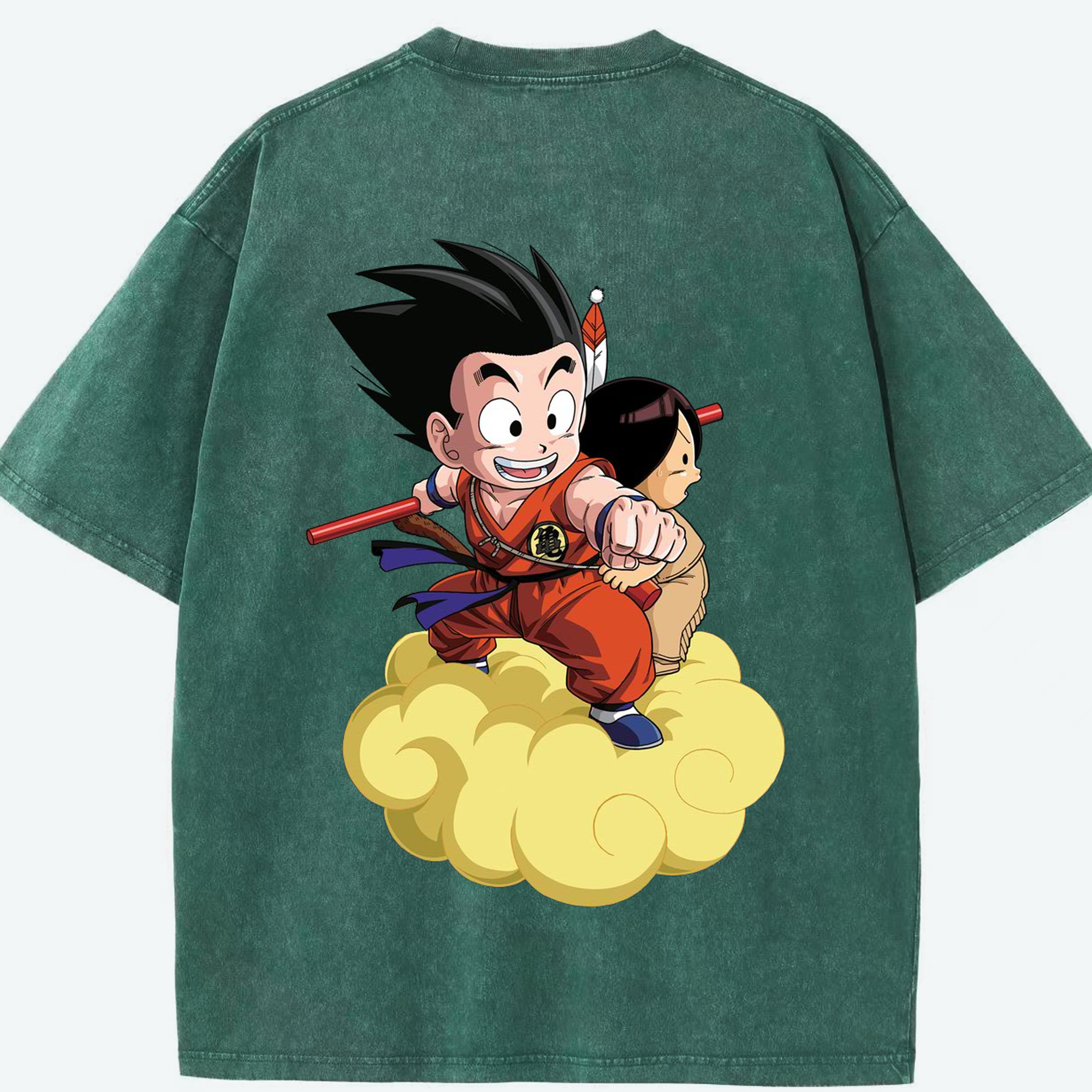 （画像用） ドラゴンボール 孫悟空（そん ごくう）Son Goku カカロット DRAGON BALL Kakarotto 綿100% ヴィンテージ風 半袖Tシャツ（背面プリント）